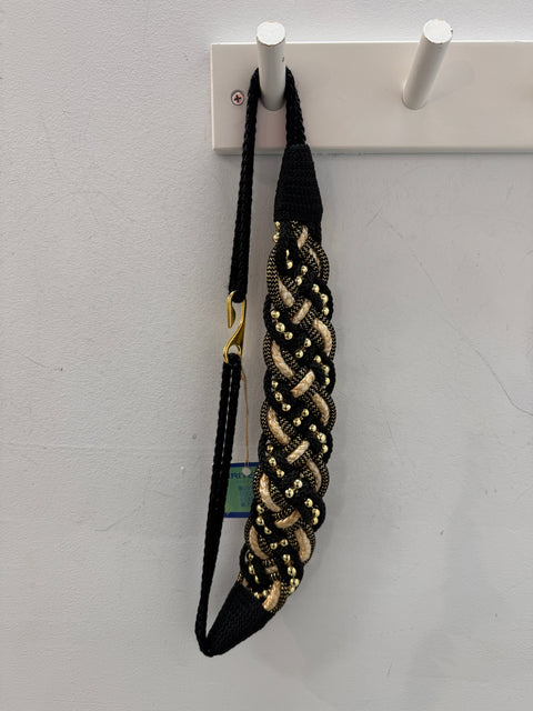 80s Black Gold Braided Statement Belt
