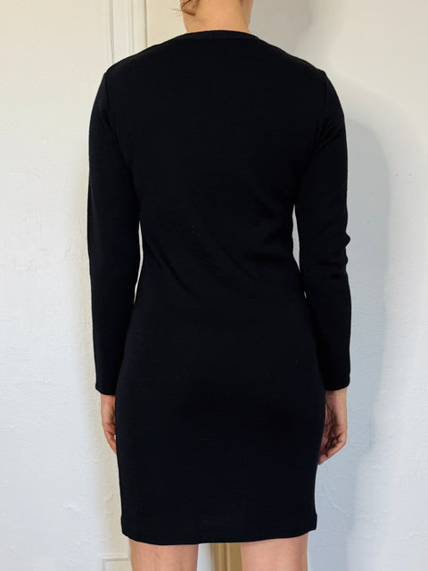90s Carole Little Black Sweater Dress size M