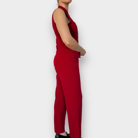 90s Harolds Red Trouser and Shell Vest Set Size S