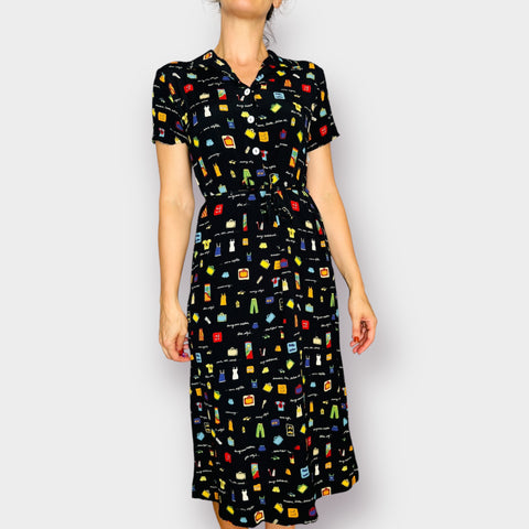 90s David Dart Black Blue Skies Dress