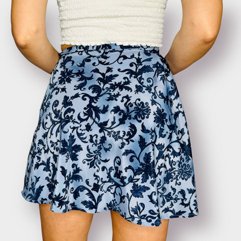 90s All That Jazz Navy Light Blue Mini Skirt