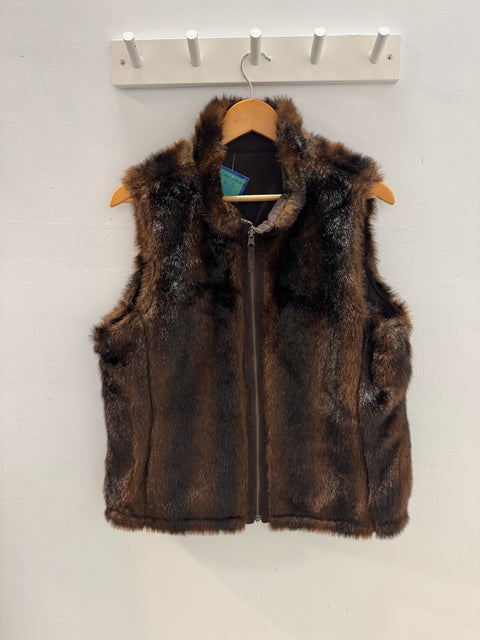 00s Brown Faux Fur Vest Size L