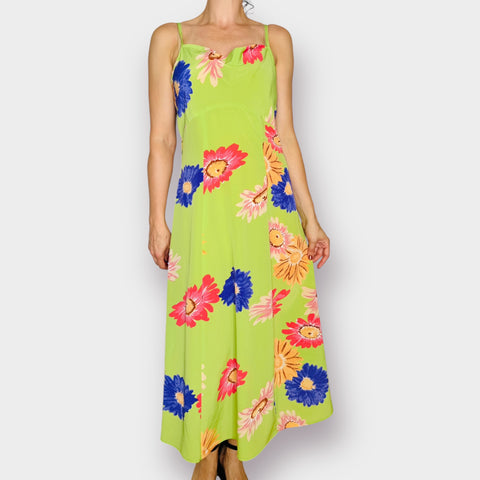 90s Joni Blair Lime Floral Maxi Dress