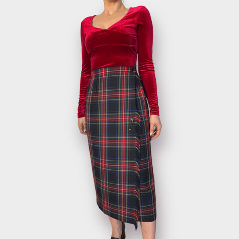 90s Rafaella Plaid Maxi Skirt Size M