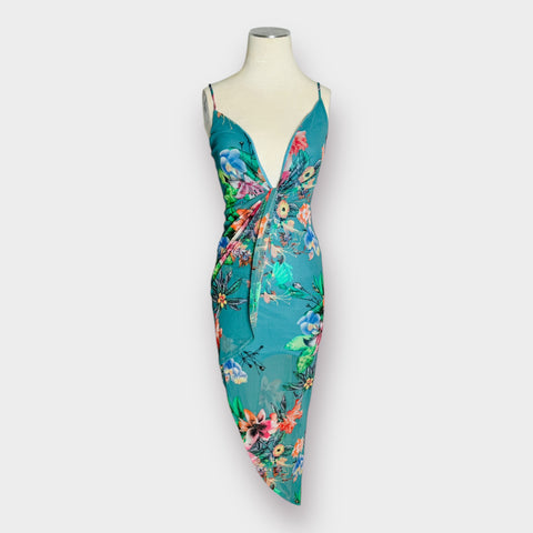 90s Charlotte Russe Teal Floral Dress