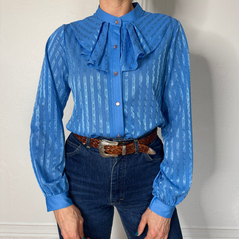 70s Montgomery Ward blue Blouse Size M/L