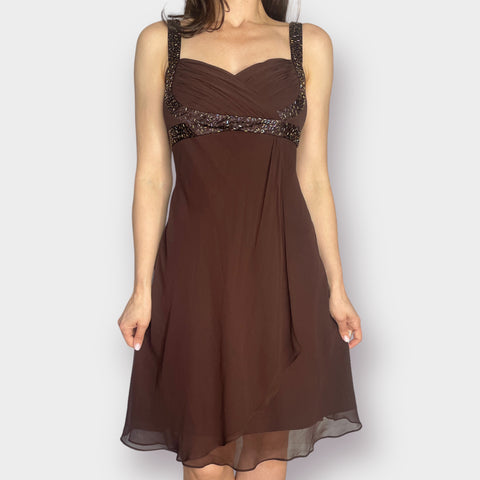 2000s S.L. fashions brown formal Dress