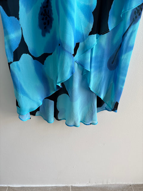 90s positive attitude teal black sheer dress Size L