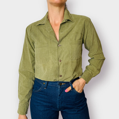 70s Workwear Green Corduroy Shirt