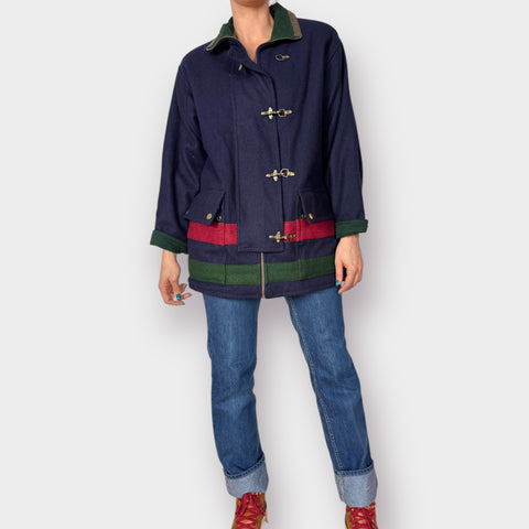 90s Maggie Lawrence Tri Color Wool Coat Size M