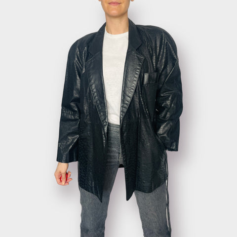 80s G-III Black Leather Jacket with Belt