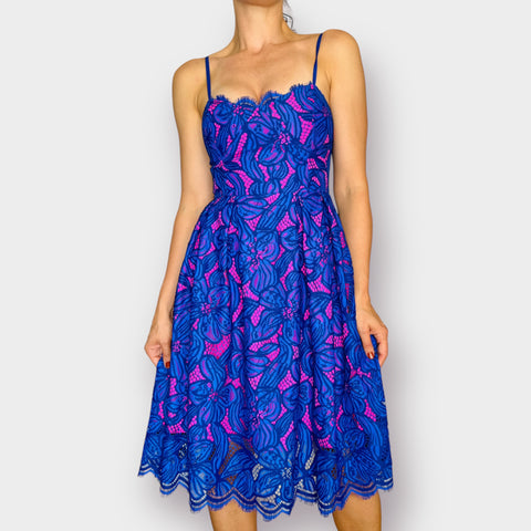 Lilly Pulitzer Blue Hot Pink Lace Dress