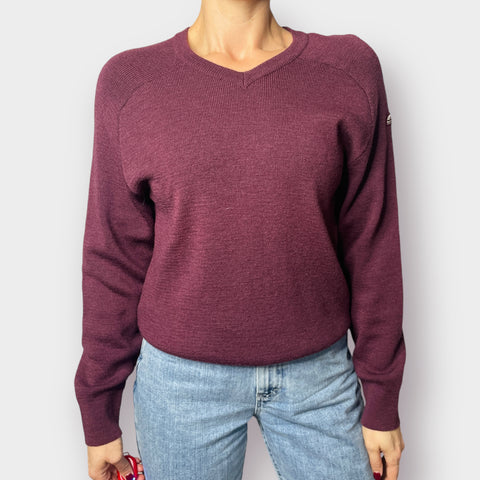 80s Rockee Maroon V-Neck Sweater