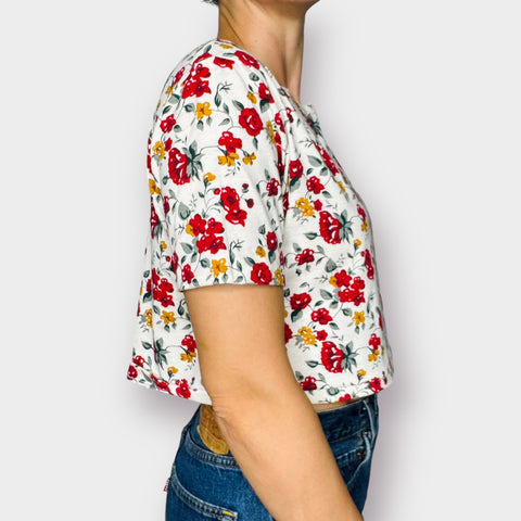 90s red and yellow floral tee