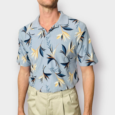 90s Arrow Light Blue Tropical Polo Shirt