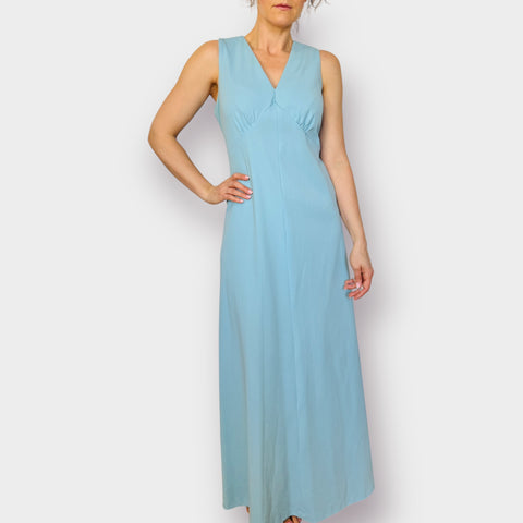 70s Montgomery Ward Blue Maxi Dress Size XL