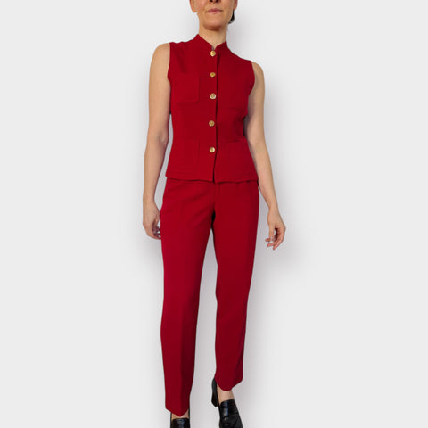 90s Harolds Red Trouser and Shell Vest Set Size S