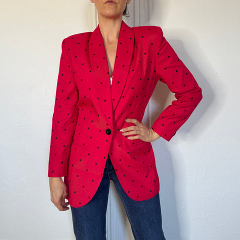 90s Lord & Taylor Pink Polka Dot Blazer size S