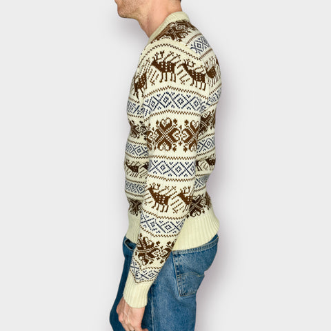 80s Christopher Rand cream sweater with Elk