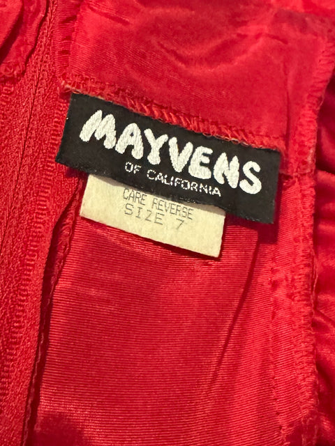 80s Mayvens Red Party Dress Size S