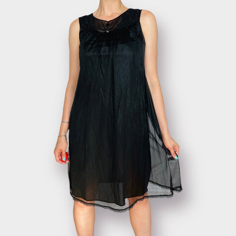 60s Black Nylon Nightgown