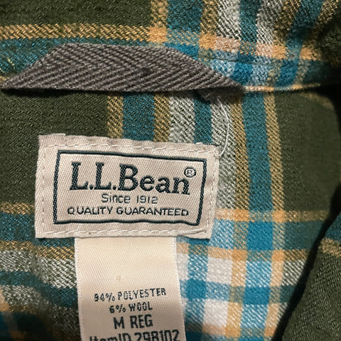 L.L. Bean Green Plaid Snap Front Shirt