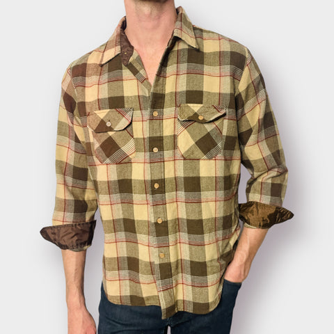 80s Sears brown and tan checkered flannel
