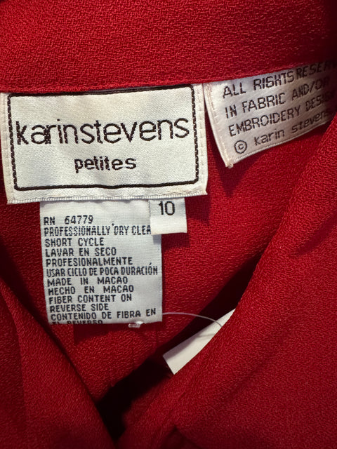 90s Karin Stevens Petites Red Jacket Top Size M