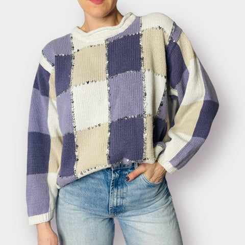 90s Dressbarn Lavender Checkered Sweater