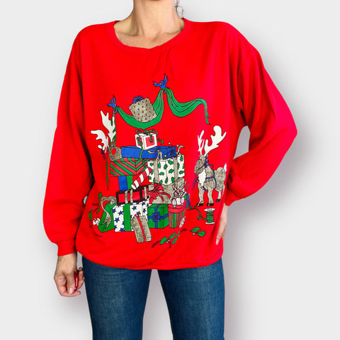 80s Andover Red Santa’s Workshop Holiday Crewneck