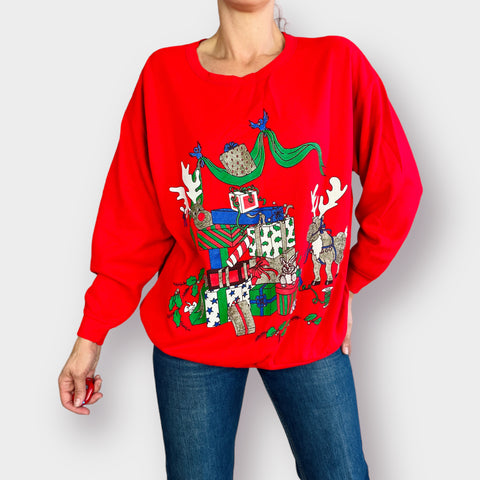 80s Andover Red Santa’s Workshop Holiday Crewneck