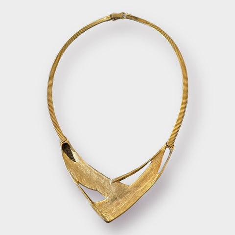 80s gold tone V-neck Collar Necklace