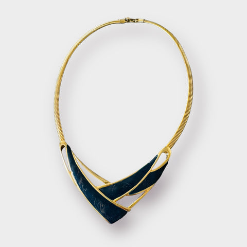 80s gold tone V-neck Collar Necklace