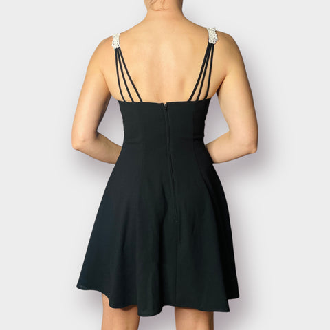 90s Jump Apparel Co Black Party Dress with White Lace