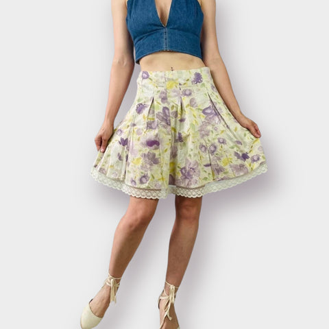 Y2K Studio Y Pastel Floral Lace Skirt