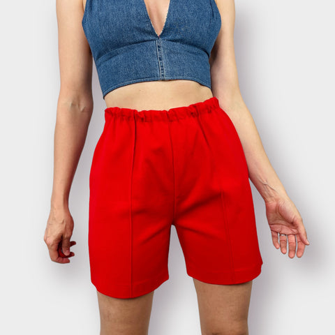 70s Red Elastic Waist Shorts