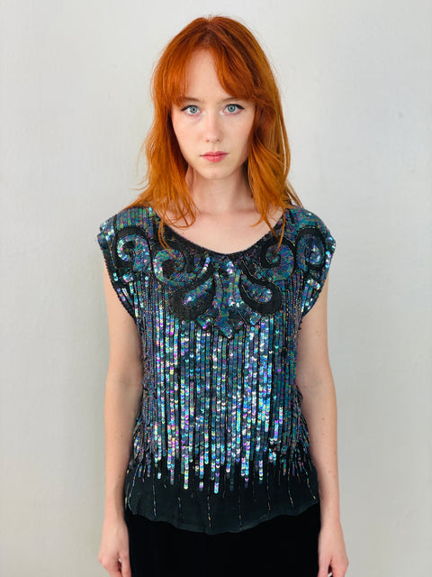 80s Sequin Party Top