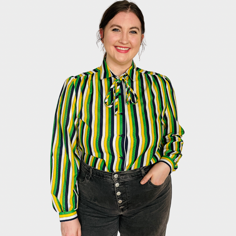 80s Jerie Lurie Yellow, Green and Blue Blouse
