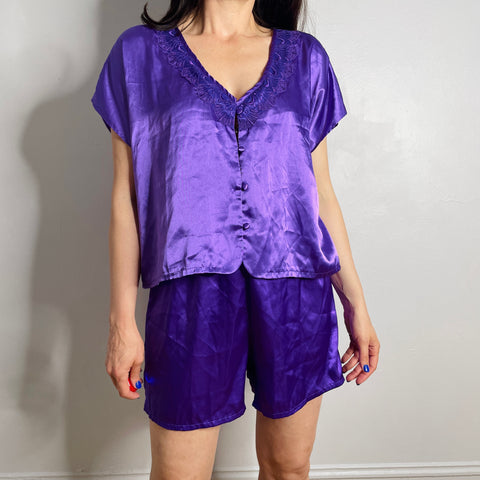 2000s Purple Shorts Pajama Set
