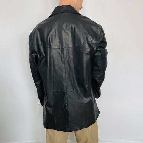 Y2K BC Ethic Black Leather Jacket