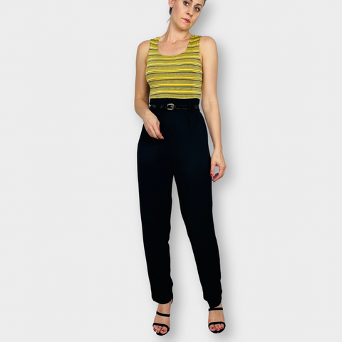 90s John Roberts Yellow and Black Jumpsuit